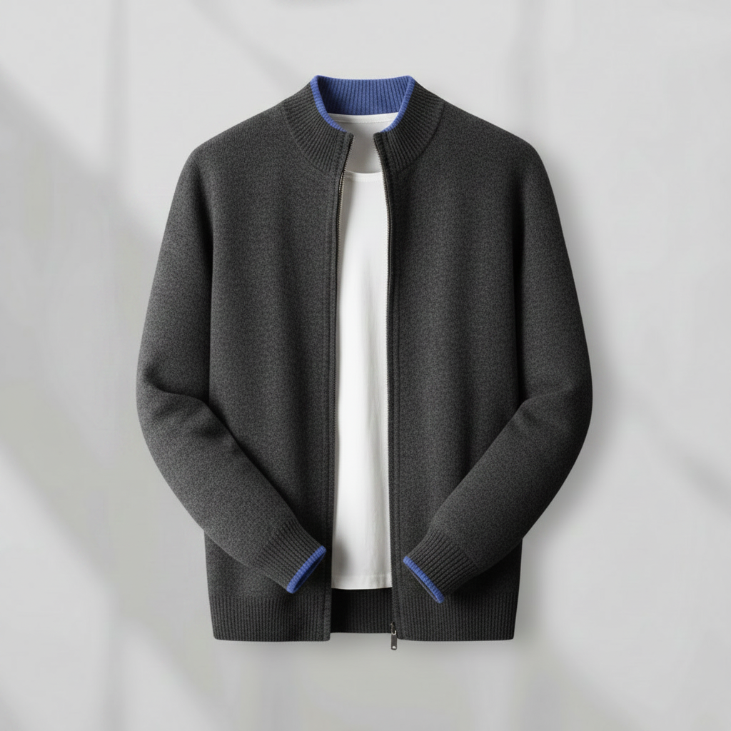 Herren Zip-Jacke Laurent | Elegante Strickjacke