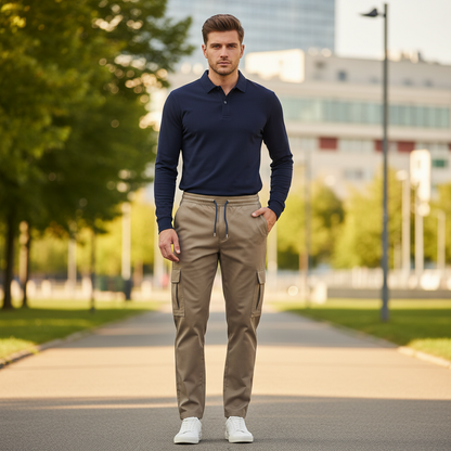 Bluefield Cargohose | Herren Baumwollmix mit elastischem Bund