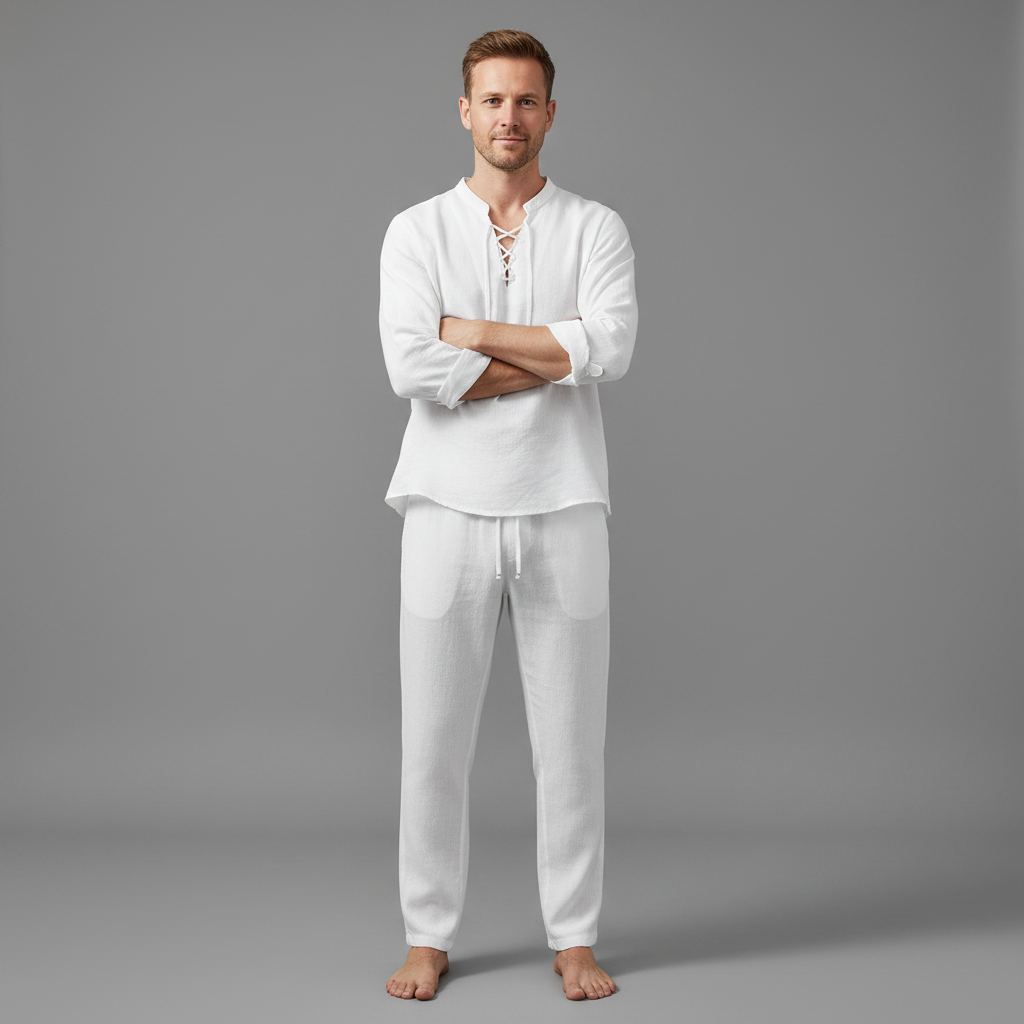 Milo Leinen-Set | Zweiteiliges Herren-Outfit in Weiß