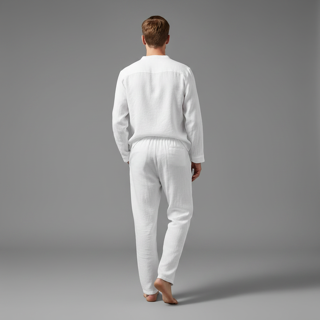 Milo Leinen-Set | Zweiteiliges Herren-Outfit in Weiß