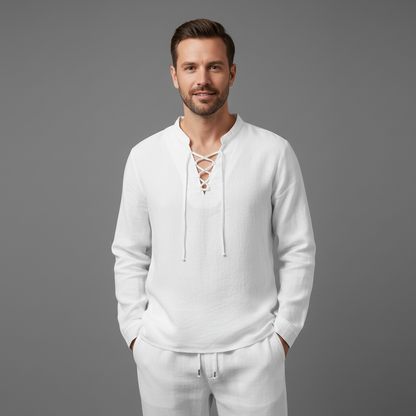 Milo Leinen-Set | Zweiteiliges Herren-Outfit in Weiß
