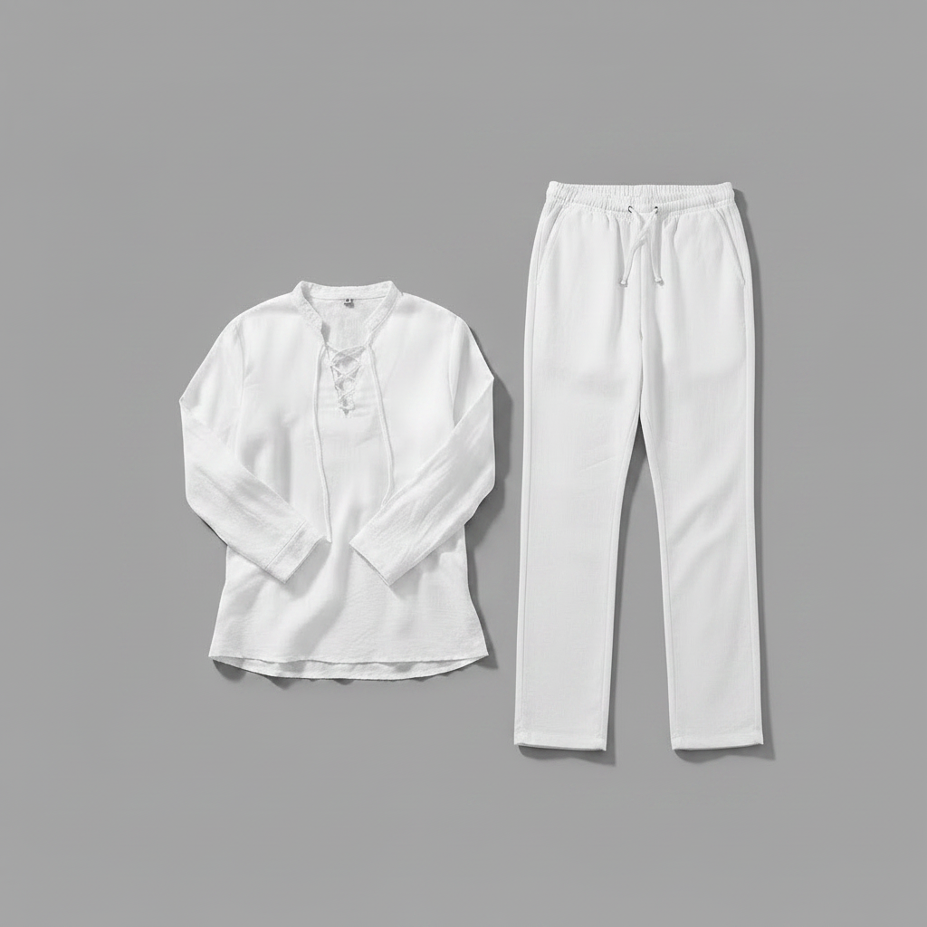 Milo Leinen-Set | Zweiteiliges Herren-Outfit in Weiß