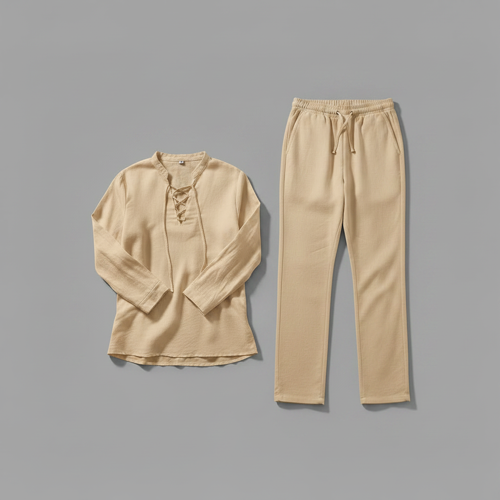 Milo Leinen-Set | Zweiteiliges Herren-Outfit in Weiß