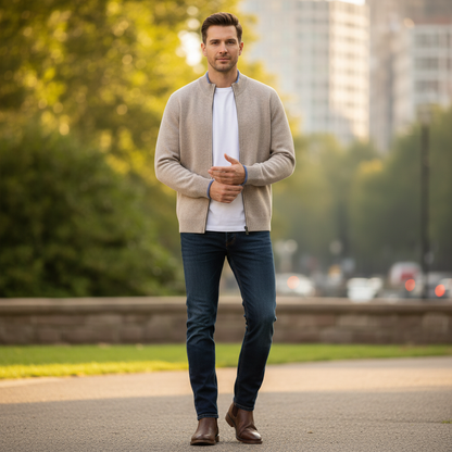 Herren Zip-Jacke Laurent | Elegante Strickjacke