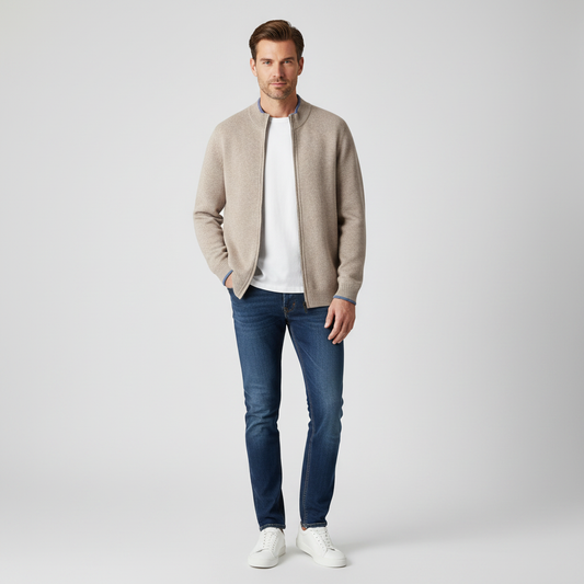 Herren Zip-Jacke Laurent | Elegante Strickjacke