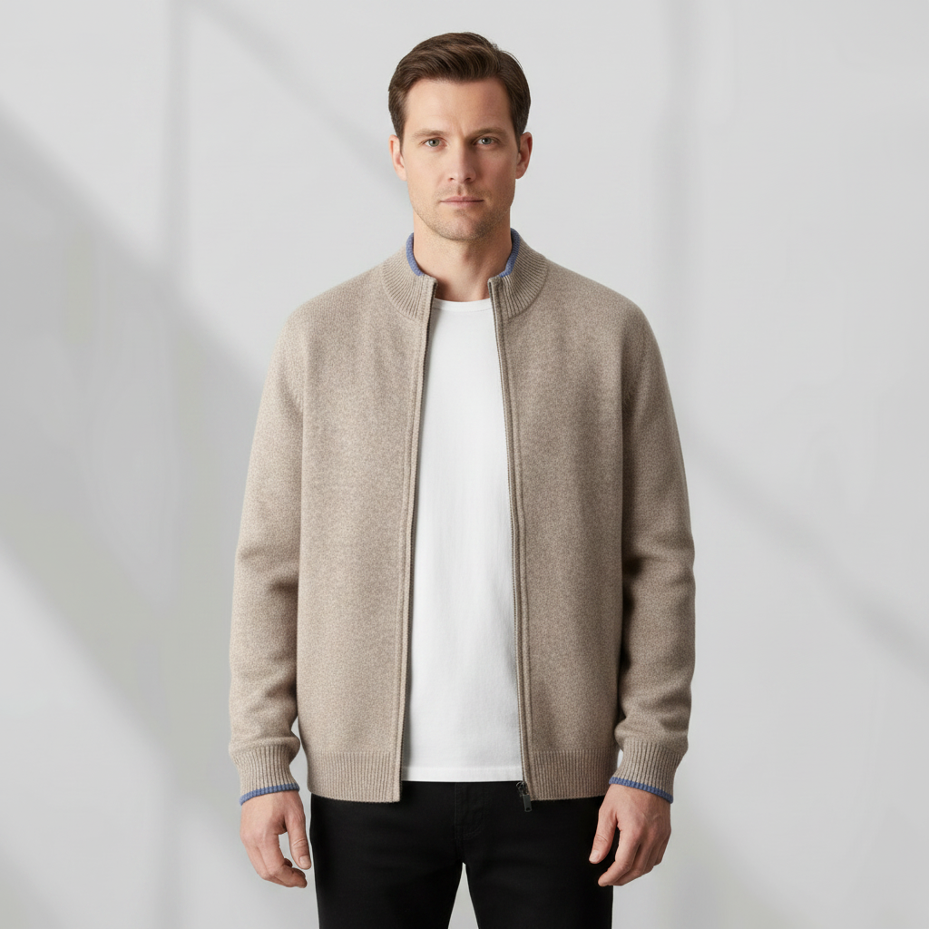 Herren Zip-Jacke Laurent | Elegante Strickjacke