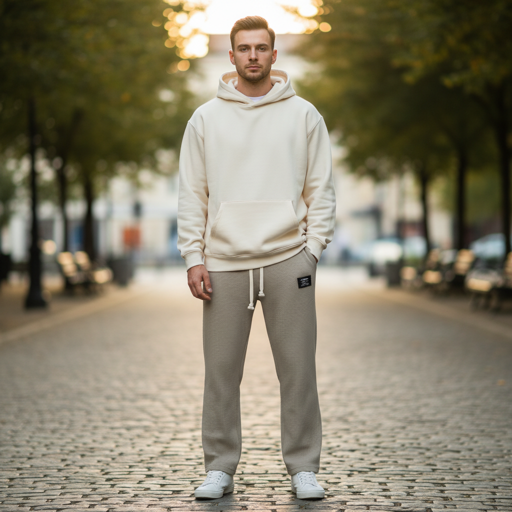 Herren Waffelstrick-Jogginghose mit Kordelzug | Freizeit Hose
