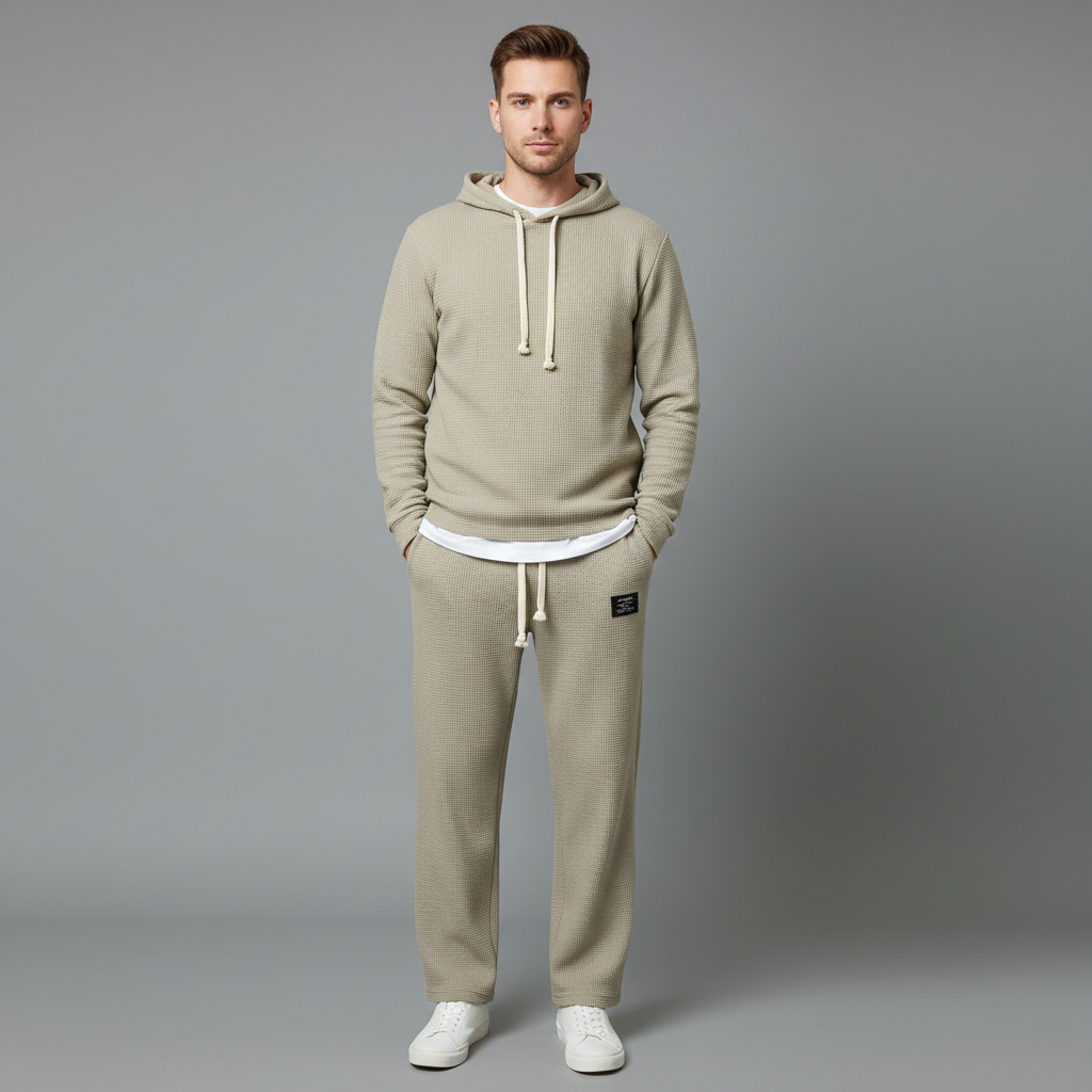 Herren Waffelstrick-Jogginghose mit Kordelzug | Freizeit Hose