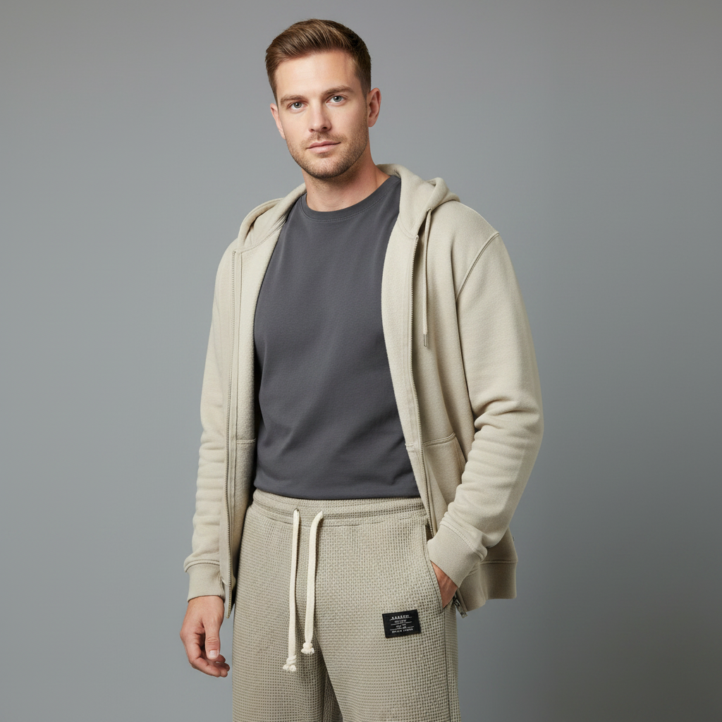 Herren Waffelstrick-Jogginghose mit Kordelzug | Freizeit Hose