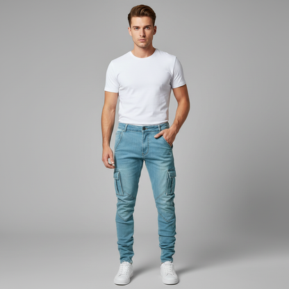 Slim-Fit Cargohose Herren | Stretch-Denim Cargo Hosen