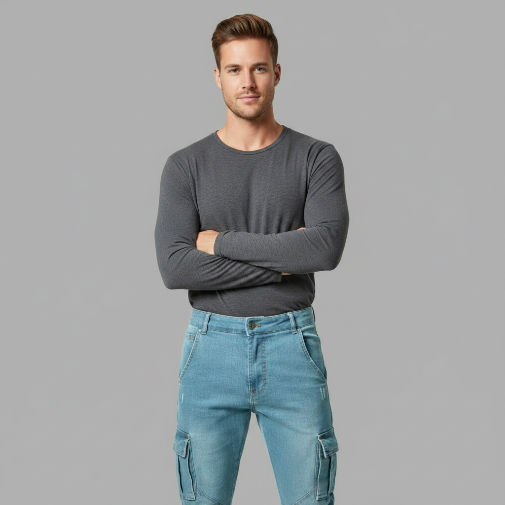 Slim-Fit Cargohose Herren | Stretch-Denim Cargo Hosen