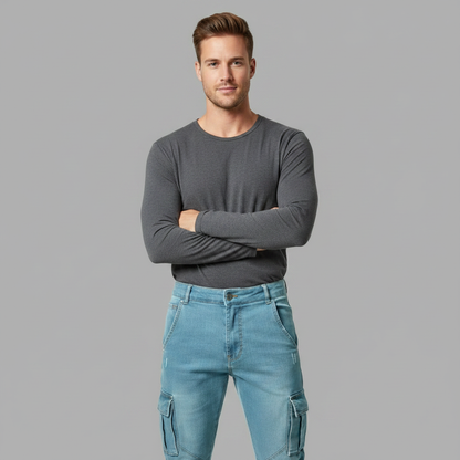 Slim-Fit Cargohose Herren | Stretch-Denim Cargo Hosen