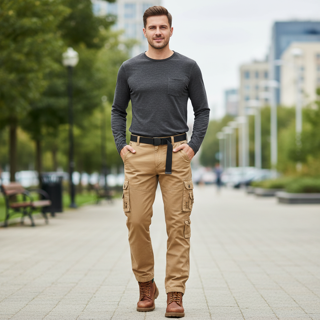 Cargohose Herren | Entspannte Passform mit Verstellbaren Bündchen