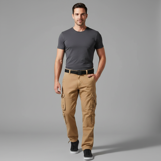 Cargohose Herren | Entspannte Passform mit Verstellbaren Bündchen