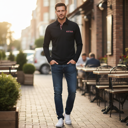 Klassisches Langarm Poloshirt Herren | Bequemes Poloshirt
