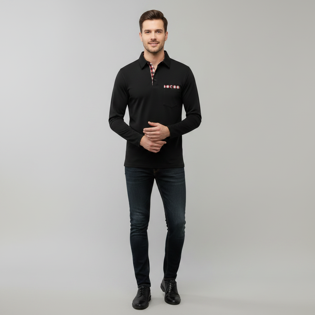 Klassisches Langarm Poloshirt Herren | Bequemes Poloshirt