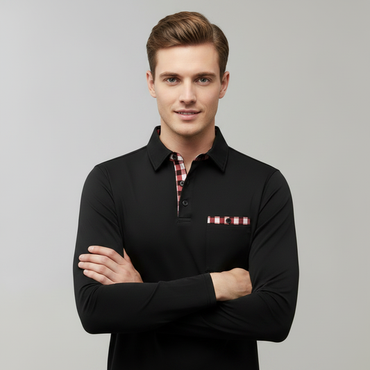 Klassisches Langarm Poloshirt Herren | Bequemes Poloshirt