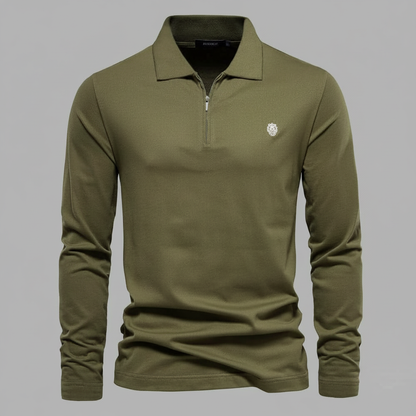 Langarm Poloshirt Herren | Modernes Poloshirt mit Reißverschluss