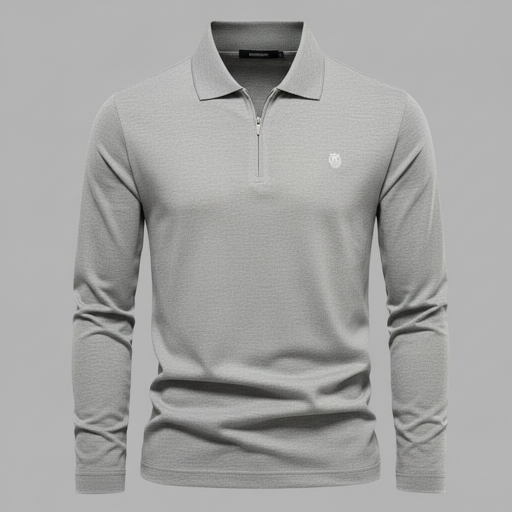 Langarm Poloshirt Herren | Modernes Poloshirt mit Reißverschluss