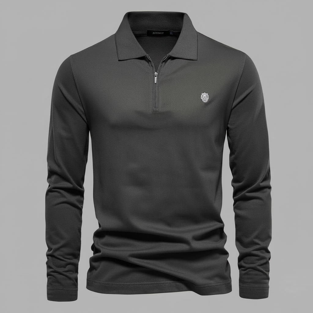 Langarm Poloshirt Herren | Modernes Poloshirt mit Reißverschluss
