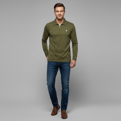 Langarm Poloshirt Herren | Modernes Poloshirt mit Reißverschluss