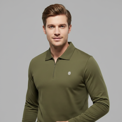 Langarm Poloshirt Herren | Modernes Poloshirt mit Reißverschluss