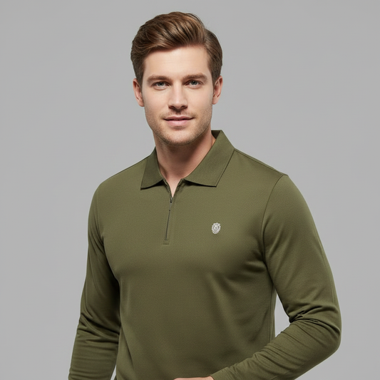 Langarm Poloshirt Herren | Modernes Poloshirt mit Reißverschluss